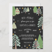 Invitation Cocktail de vacances Invitation, pins de nuit (Devant)