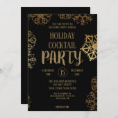 Invitation Cocktail de vacances| Parties scintillant noire et (Devant / Derrière)