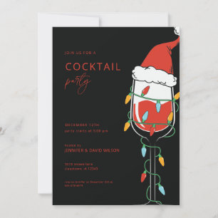 Invitation Cocktail de vacances pour adultes Noël Vin Père No