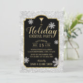 Invitation Cocktail de vacances Snowflakes Silver moderne (Debout devant)