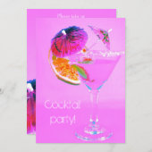 Invitation Cocktail décoré de parapluies de cocktails (Devant / Derrière)