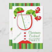 Invitation Cocktail d'Elf de Noël (Devant / Derrière)