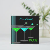 Invitation Cocktail d'entreprise Boissons Martini Blue Green (Debout devant)
