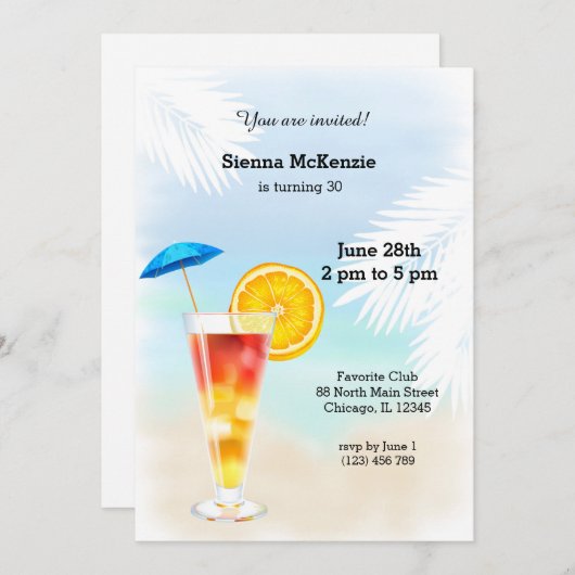 Invitation Cocktail d'été (Devant / Derrière)