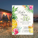 Invitation Cocktail d'été tropical 50e fête d'anniversaire<br><div class="desc">Célébrez au Paradis : Personnalisable 50e anniversaire Invitations de fête Créez une oasis tropicale pour la retraite de votre être cher avec nos délicieuses invitations. L'aquarelle éclate d'ananas, de fleurs hawaïennes et d'un cocktail, le tout accompagné d'un arrière - plan léger et rafraîchissant. "Faisons la fête" et "50" dans une...</div>