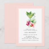 Invitation Cocktail d'été tropical | Fête des mariées rose (Devant / Derrière)