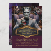 Invitation Cocktail d'Halloween, Frankenstein & Bride (Devant / Derrière)