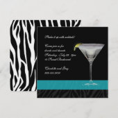 Invitation Cocktail d'impression de zèbre (Devant / Derrière)