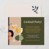 Invitation cocktail d'inspiration rétro (Devant / Derrière)