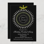 Invitation Cocktail d'ornement d'argent et vert Noël (Devant / Derrière)