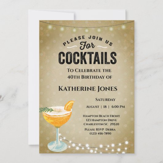 Invitation Cocktail du 40e anniversaire Brown pour femmes (Devant)