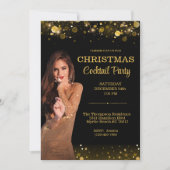 Invitation Cocktail élégant Noël Black Gold Party (Devant)