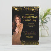 Invitation Cocktail élégant Noël Black Gold Party (Debout devant)