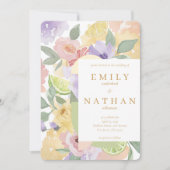 Invitation Cocktail et agrumes Mariages d'aquarelle Floraux (Devant)