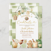 Invitation Cocktail et biscuits gingham aquarelle hiver (Devant / Derrière)