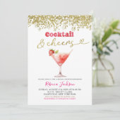 Invitation Cocktail et Cheers Fête des mariées or rose (Debout devant)