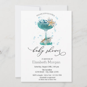 Invitation Cocktail, étoile de mer, Baby Shower coquillages