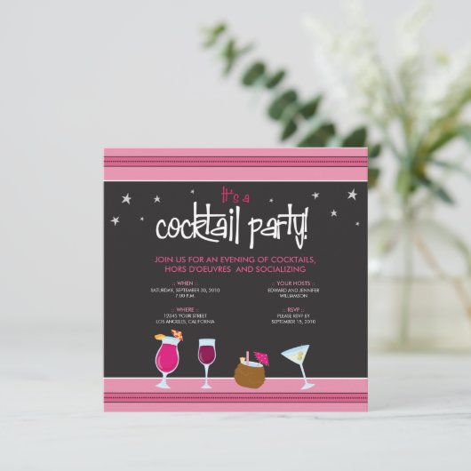 Invitation Cocktail fabuleusement joyeux (fuschia) (Debout devant)