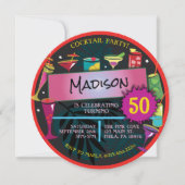 Invitation Cocktail Fancy Drinks Vin 50e anniversaire (Devant)