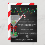 Invitation Cocktail festif thème Noël Chalkboard Party<br><div class="desc">Cocktail de martini tendance sur le thème de l'invitation Holiday Party personnalisable selon vos spécificités d'événement.</div>