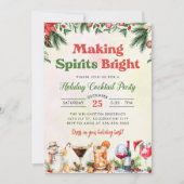 Invitation Cocktail festif Watercolor Fête de Noël (Devant)