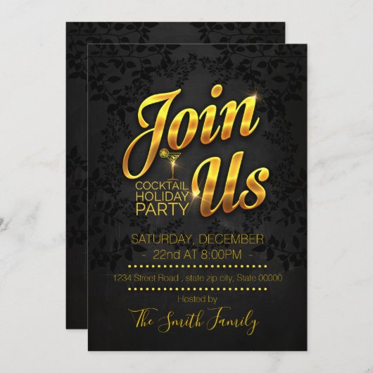 Invitation Cocktail Fête (Devant / Derrière)