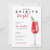 Invitation Cocktail Fête de Noël brillante (Devant)