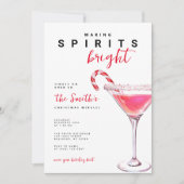 Invitation Cocktail Fête de Noël brillante (Devant)