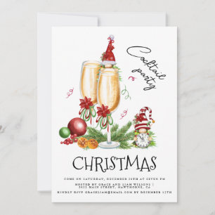 Invitation Cocktail fêtes Noël Gnomes Vin blanc