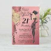 Invitation Cocktail Fille Anniversaire - Rose Gold (Debout devant)