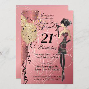Invitation Cocktail Fille Anniversaire - Rose Gold