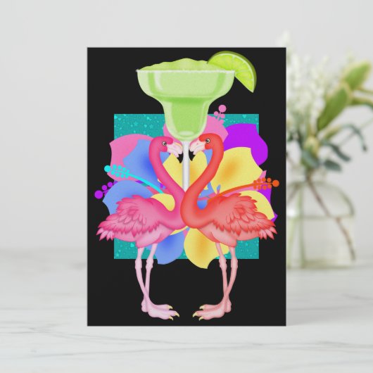 Invitation Cocktail Flamant rose - SRF (Debout devant)
