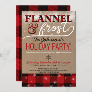 Invitation Cocktail Flannel & Frost Fête de Noël