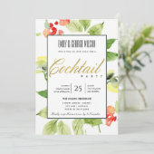 INVITATION COCKTAIL FLORAL À L'AQUARELLE ROUGE ORANGE (Debout devant)