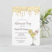 Invitation Cocktail Glitter Drops Citron Retraite (Debout devant)