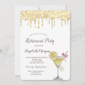Invitation Cocktail Glitter Drops Citron Retraite (Devant)