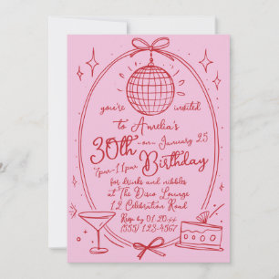 Invitation Cocktail Griffonné à la Main 30 ans Tous Âges