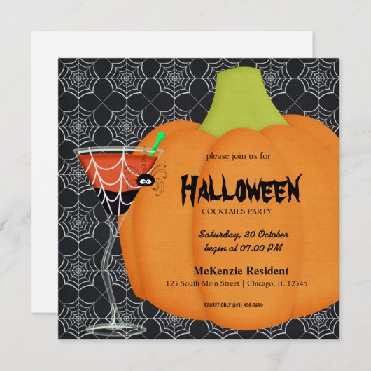 Invitation Cocktail Halloween (Devant / Derrière)