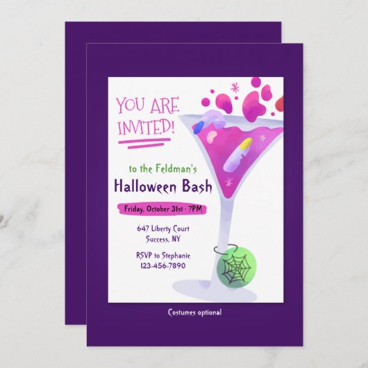 Invitation Cocktail Halloween (Devant / Derrière)
