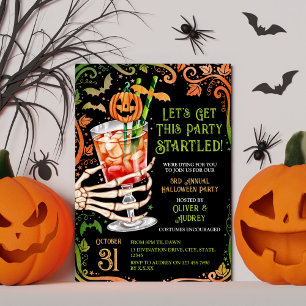 Invitation Cocktail Halloween annuel & Costumes Citrouille de