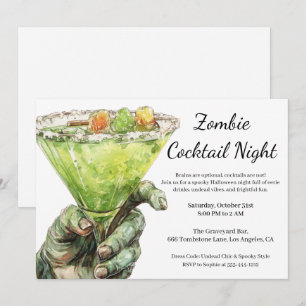 Invitation Cocktail Halloween   Main Zombie avec un verre