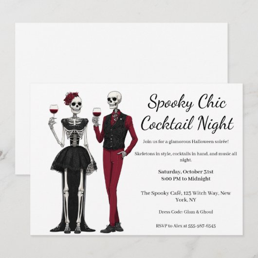 Invitation Cocktail Halloween | Nuit éffrayant chic (Devant / Derrière)