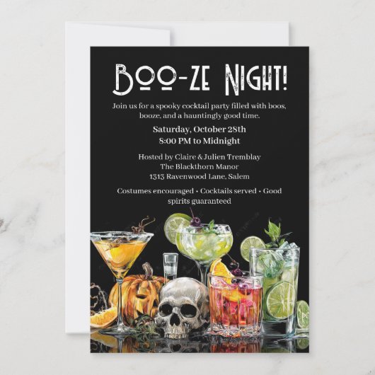 Invitation Cocktail Halloween | Soirée Boo-ze (Devant)