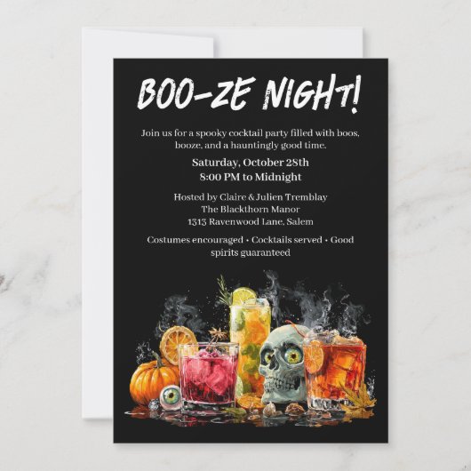 Invitation Cocktail Halloween | Soirée Boo-ze (Devant)