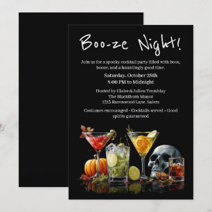Invitation Cocktail Halloween   Soirée Boo-ze