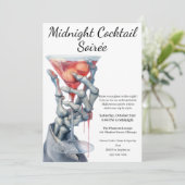 Invitation Cocktail Halloween | Squelette main (Debout devant)