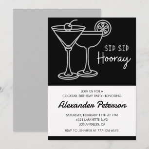 Invitation Cocktail Hommes Noir et Blanc 78e anniversaire