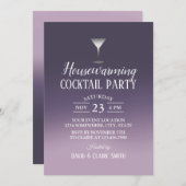 Invitation Cocktail House Party Élégant violet Ombre (Devant / Derrière)