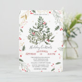 Invitation Cocktail houx branches de pin Noël (Debout devant)