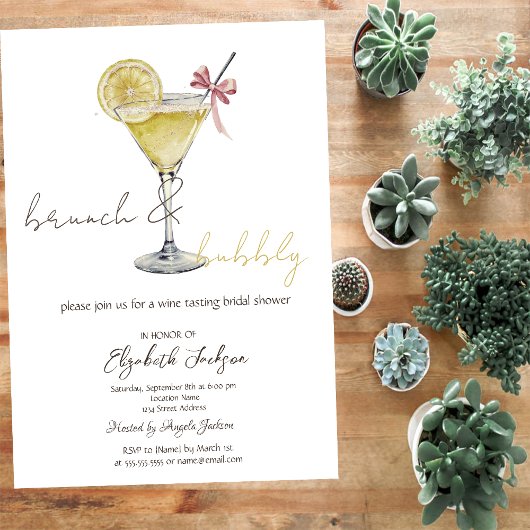 Invitation Cocktail Lecteurs de Parties scintillant citron Br